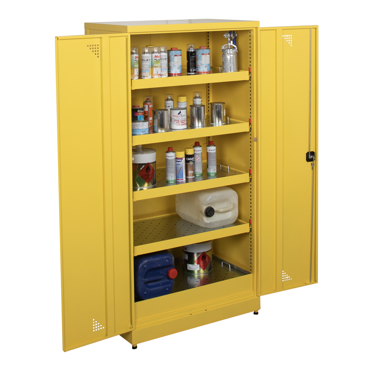 Kimyasal Malzeme Dolabı(1000x625x2025 mm)-Metal Kapaklı-Raylı Raf - 071.2100621-12