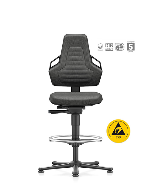 BİMOS-NEXXIT 3-ÇALIŞMA SANDALYESİ SABİT-ESD-DUOTEC FABRIC-SİYAH - 9031-E01