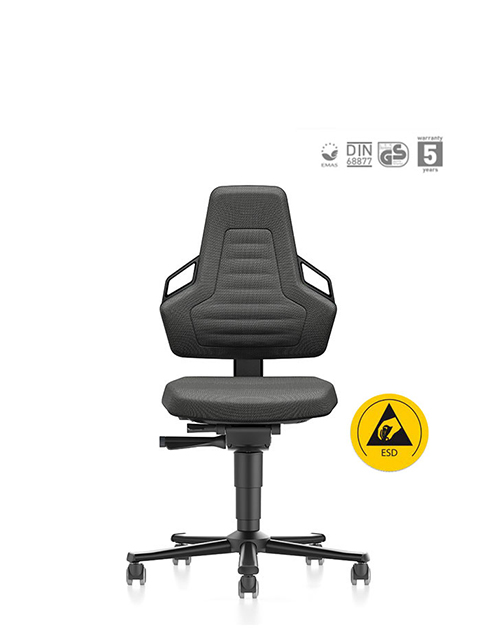 BİMOS-NEXXIT 2-ÇALIŞMA SANDALYESİ SABİT-ESD-DUOTEC FABRIC-SİYAH - 9033-E01
